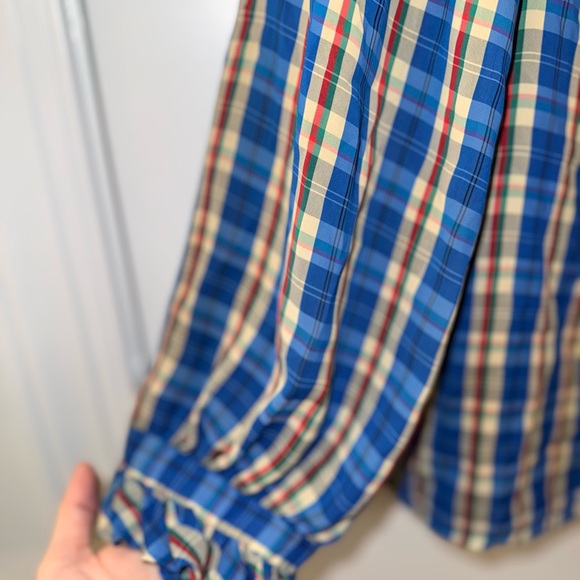 Vintage Caribou Plaid Ruffle Blouse | Cottagecore Preppy (size 18) - Picture 2 of 8